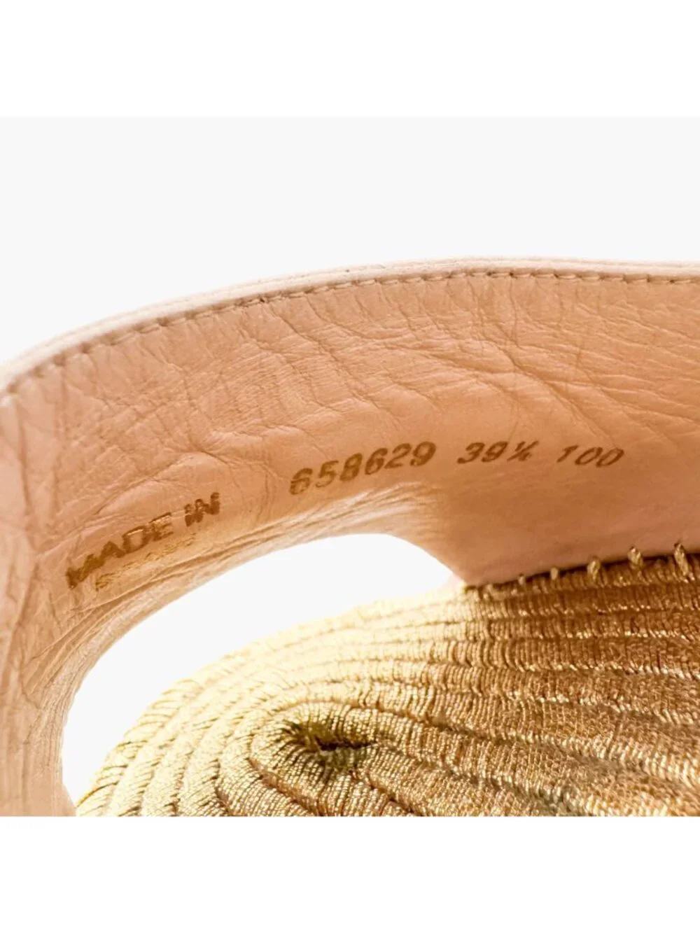 Gucci Flor GG Espadrille Wedge Sandals EU 39.5 US 9.5 Pink Gold Platform Heel